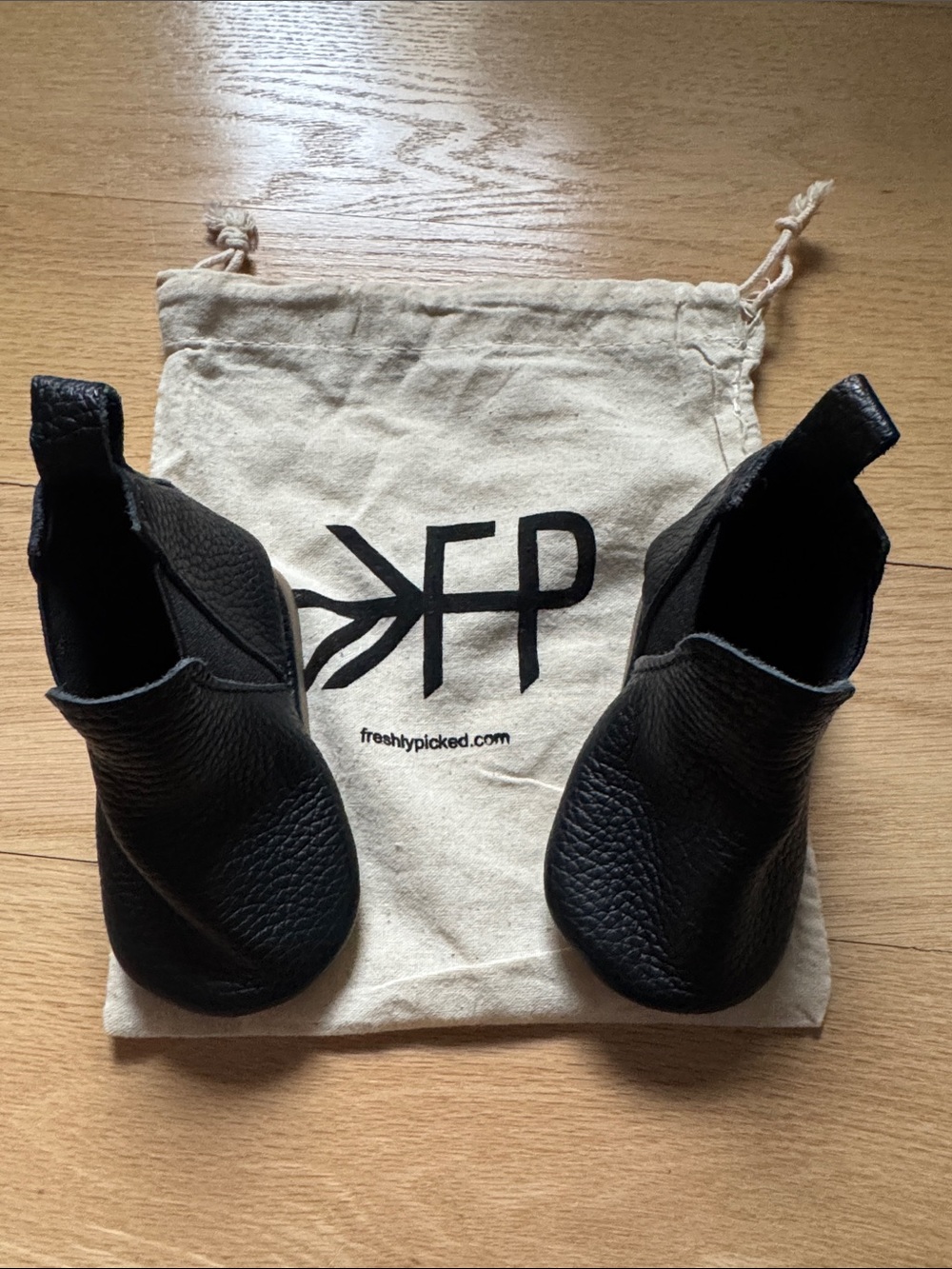 Freshly Picked Black Leather Baby Booties